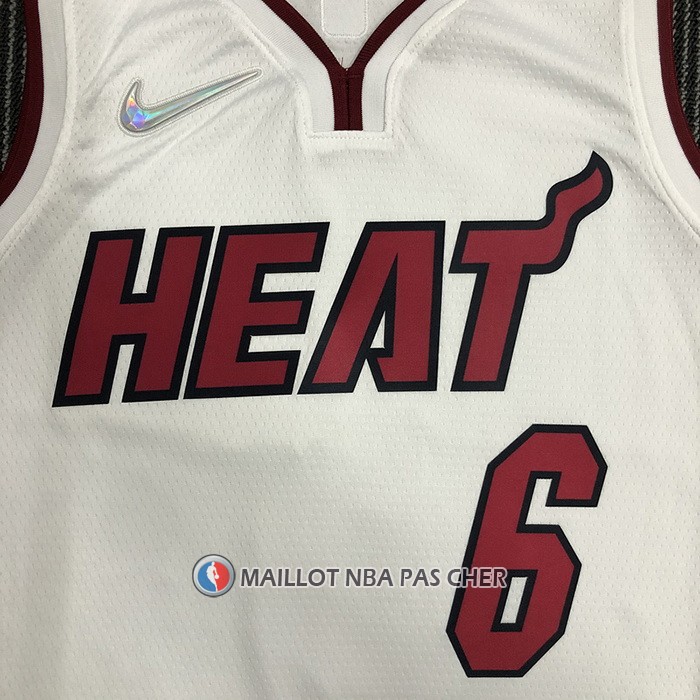 Maillot Miami Heat LeBron James NO 6 Association 2021-22 Blanc